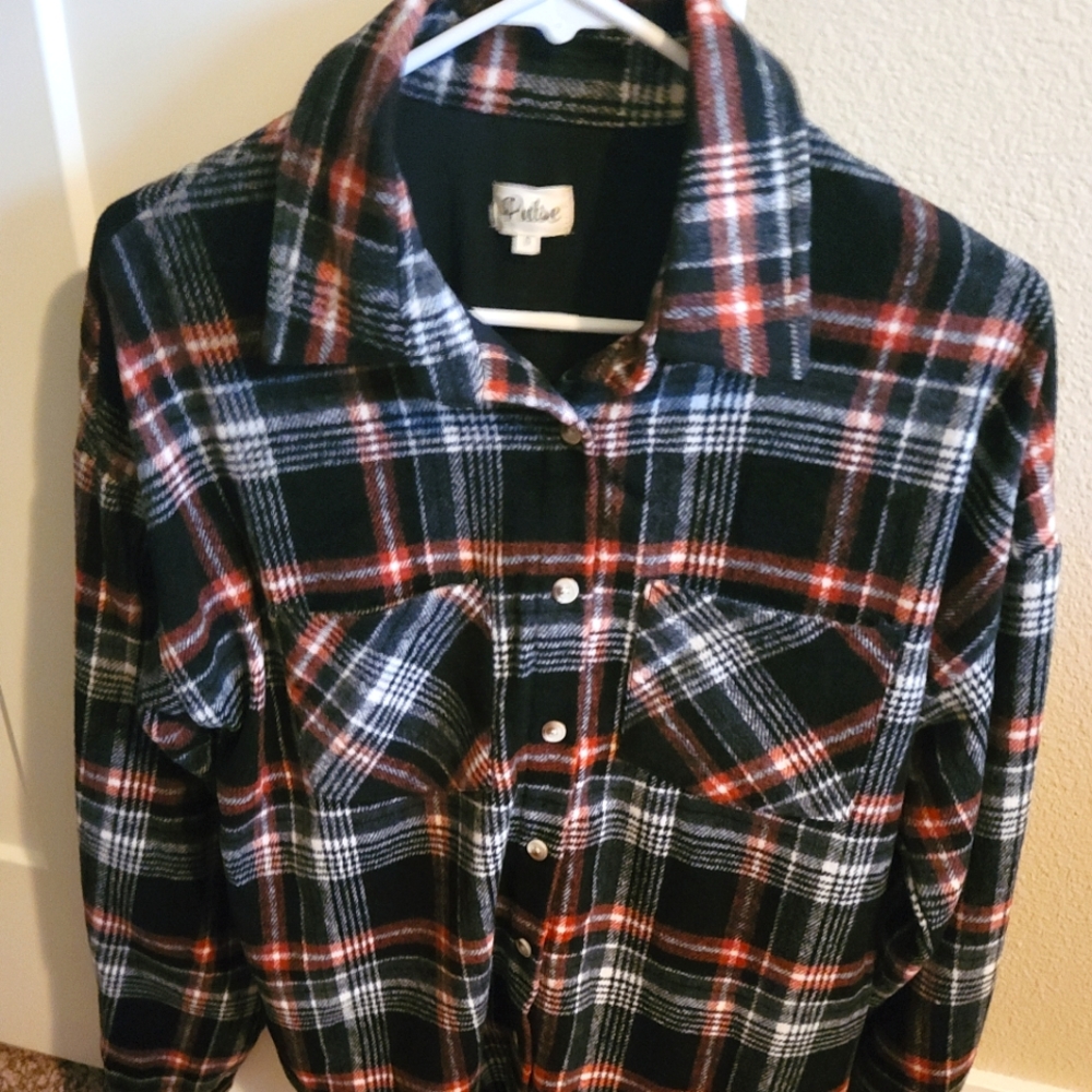 NWOT Happiest Pumkin Plaid Shacket